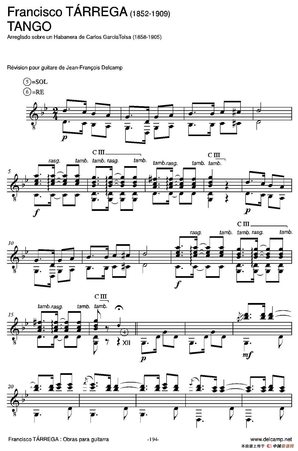 TANGO(Arreglado sobre un Habanera de Carlos Garcia Tolsa)（古典吉他）：196=.jpg