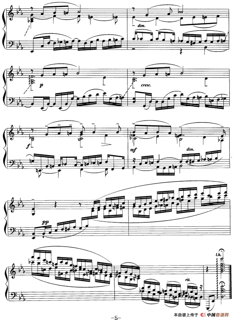 现代钢琴曲：25、bE调前奏曲（Op.23，No.6）(1)现代钢琴曲：25、bE调前奏曲Op.23，No.6 [俄]谢尔盖·瓦西里耶维奇·拉赫玛尼诺夫5.png
