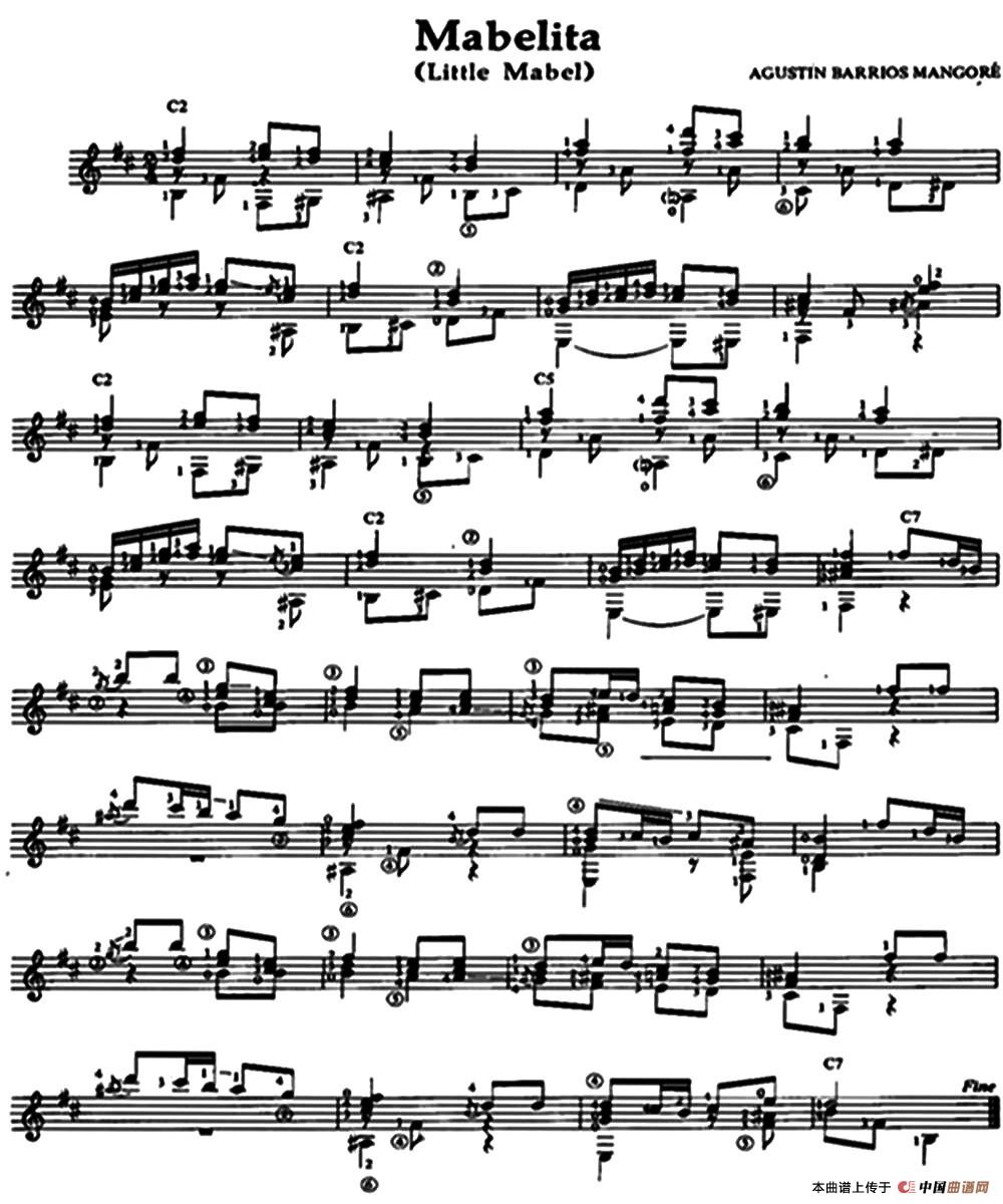 Mabelita（Little Mabel）（古典吉他）：1.jpg