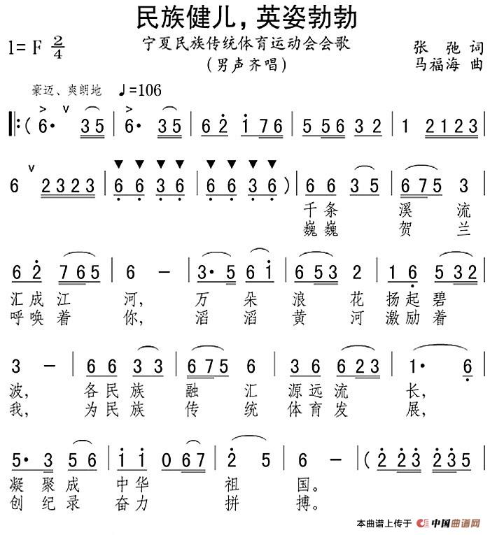 民族健儿，英姿勃勃(1)民族健儿，英姿勃勃 张弛词 马福海曲.jpg