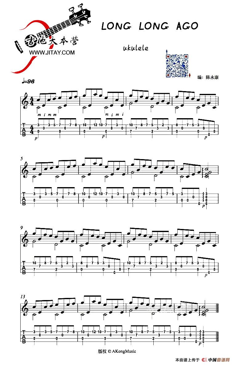 Long Long Ago（多年以前）（尤克里里指弹谱）：1.jpg