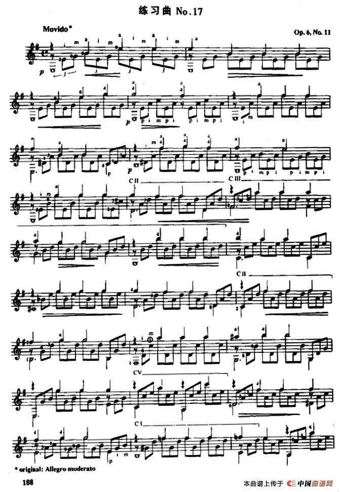 费尔南多·索尔 古典吉他练习曲 No.17（Op.6  No.11）：1.jpg