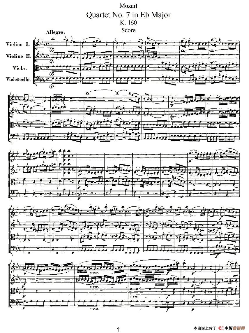 Quartet No. 7 in Eb Major, K. 160（降E大调第七弦乐四重奏）(1)K. 160 -001.jpg