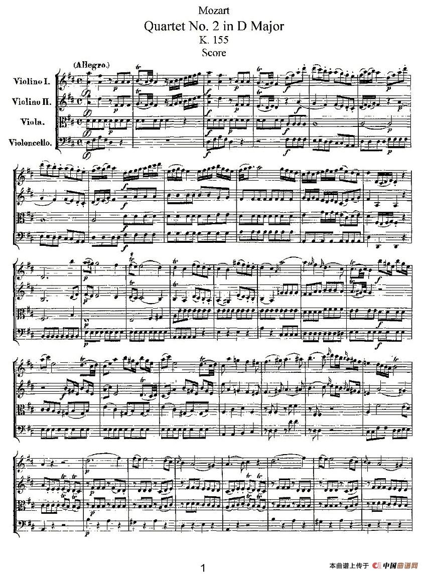 Quartet No. 2 in D Major, K. 155.（D大调第二弦乐四重奏）(1)K. 155-001.jpg