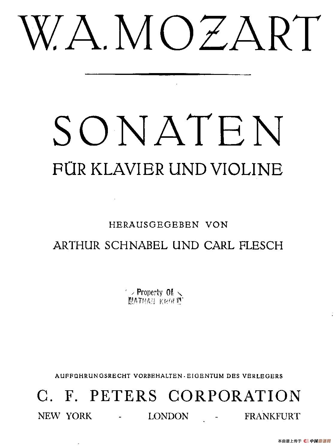 Mozart - Violin Sonata No.6, KV. 301(第六小提琴奏鸣曲)(1)KV. 001.jpg